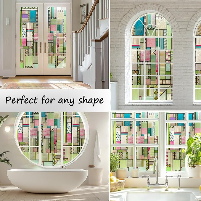 LuminManta 3D Stained Glass Window Privacy Film, Heat Control UV Blocking - Image 6