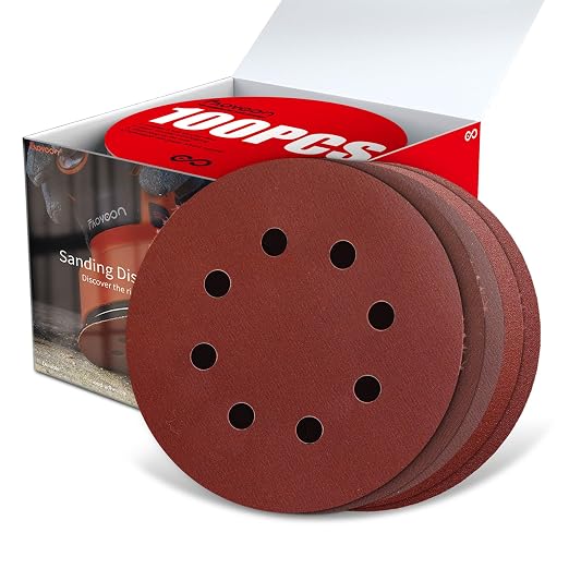Sanding Disc 5 Inch 8 Hole, Sandpaper by Faoyoon
