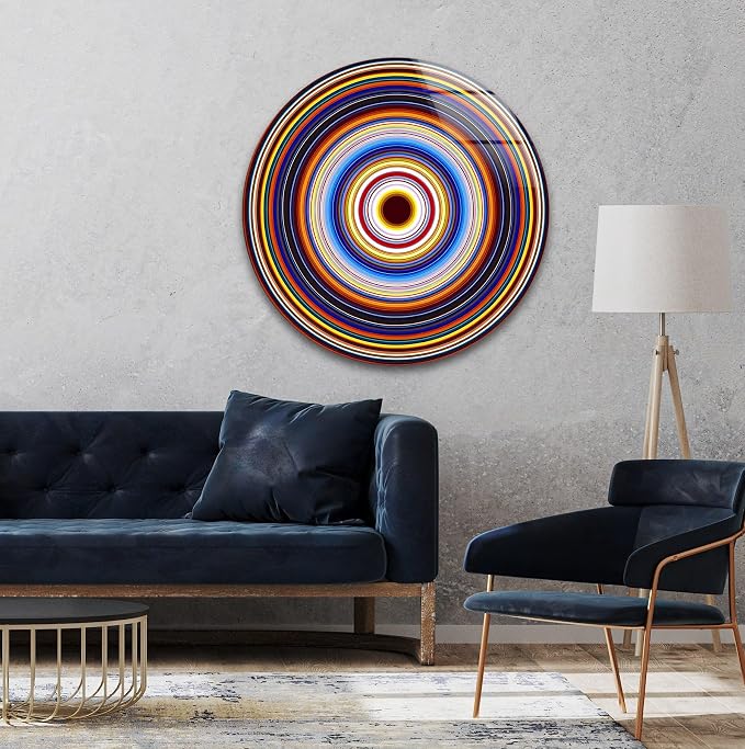 My Photostation.com 31.5'' Diameter Colorful Concentric Circles Round Glass - Image 5