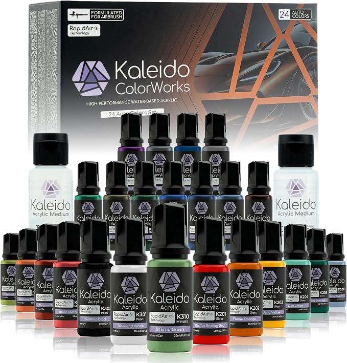 Gaahleri Kaleido Auto 24-Color Set – Water-Based Acrylic Airbrush Paint Kit by GAAHLERI