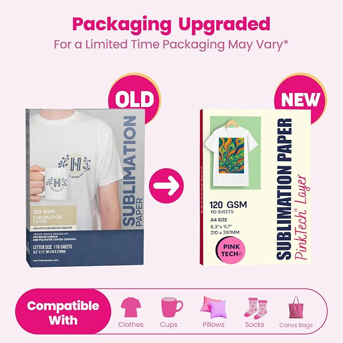 Hayes 110 Sheets Sublimation Paper 8.5x11 Inch Letter Size | 120gsm Heat - Image 2