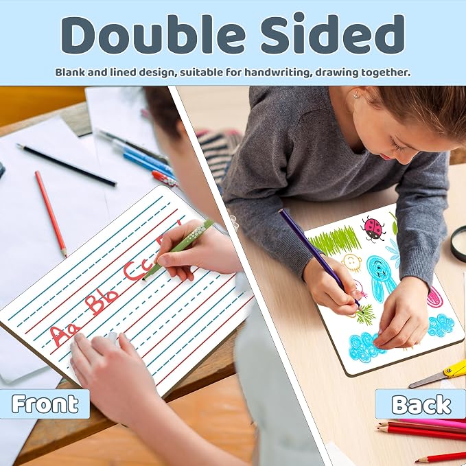 White Board Dry Erase Boards Classroom Pack Mini White Boards 9" x12” Double - Image 3