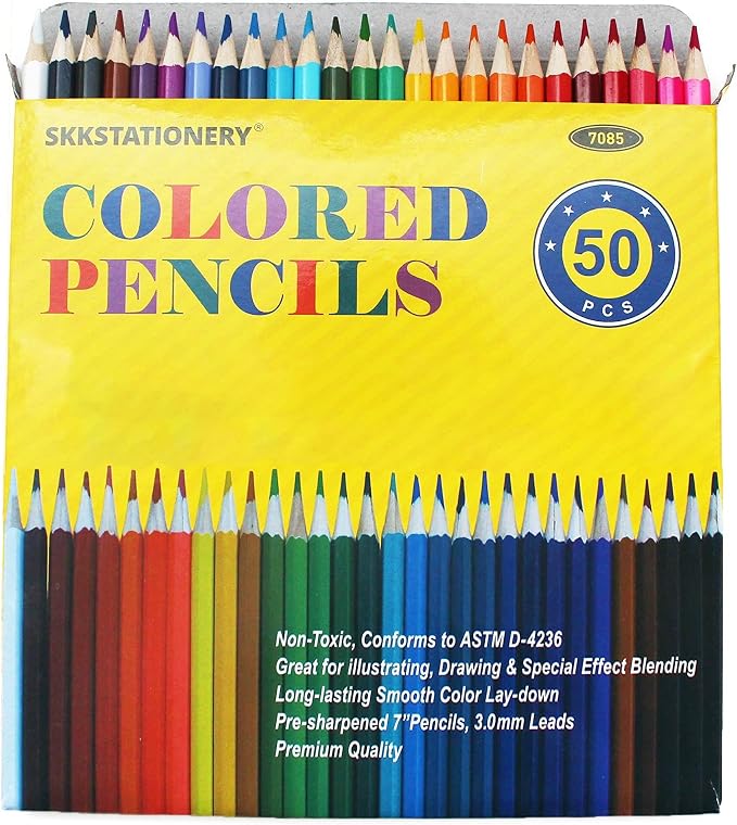 SKKSTATIONERY 50Pcs Colored Pencils, 50 Vibrant Colors, Drawing Pencils by SKKSTATIONERY