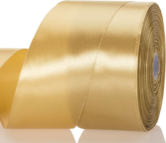 2 Inch Champaign Gold Solid Satin Ribbon, 50 Yards Craft Fabric Ribbon by YASEO