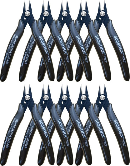 170 Wire Cutters, 10 Pack, Flush Cut Pliers 5 Inch, BOOSDEN Micro Wire Cutters by BOOSDENMakingYourLifeEeasier