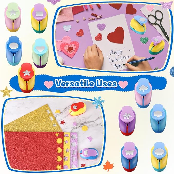 Harloon 10 Pcs Craft Hole Punch Shapes 1 Inch Paper Punch Hole Mix Shapes - Image 6