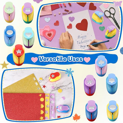 Harloon 10 Pcs Craft Hole Punch Shapes 1 Inch Paper Punch Hole Mix Shapes - Image 6