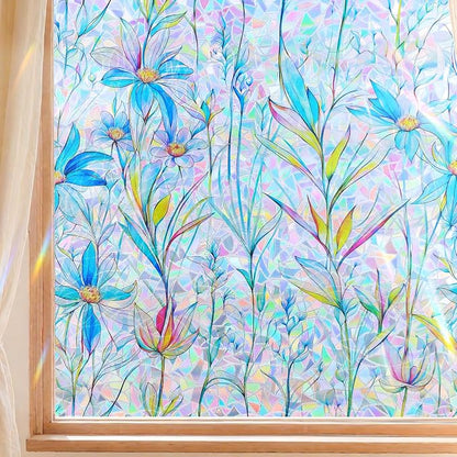 FINNEZ Window Privacy Film Stain Glass Film Flowers Rainbow Window Film Window by FINNEZ