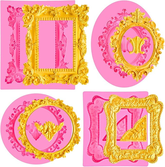 JOERSH 4PCS Baroque Frame Mold, Picture Photo Frames and Corners Silicone by JOERSH