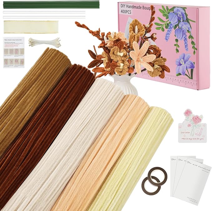 400 PCS Soft Pipe Cleaners Bulk, 5 Colors Pipe Cleaners Craft by upcheirna