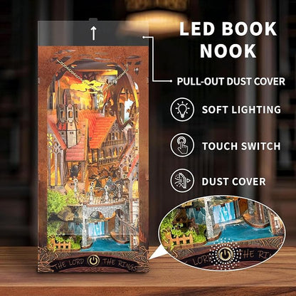 Magic Ring Book Nook Kit with Dust Cover & LED Light, DIY Miniature House Kit - Image 4