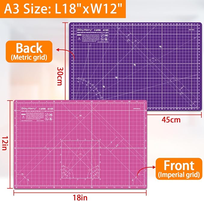 Self Healing Cutting Mat A3 12"x18" – Double Sided 5-Ply Craft Mat - Image 2