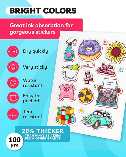 Sticker Paper for Inkjet Printer -, 8.5 x 11" Letter Size, Matte Sticker Paper - Image 3