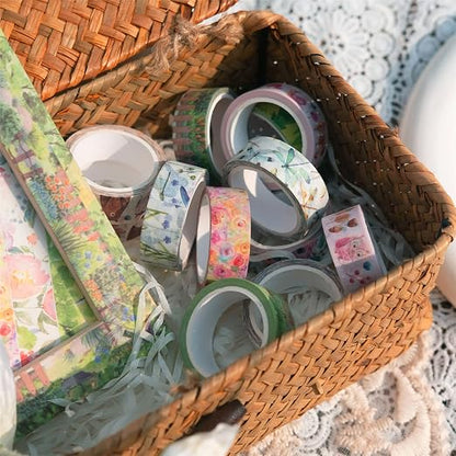 YUBBAEX 10 Rolls Four Seasons Washi Tape Set Green Grass Flowers Masking - Image 9