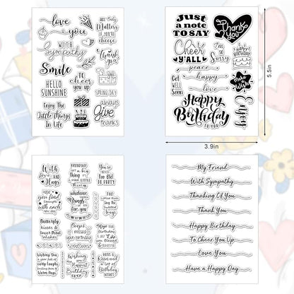 Whaline 4 Sheets Sentiment Words Clear Stamps Greeting Words Happy Birthday - Image 2