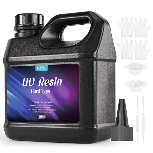 UV Resin Kit 1000g Bulk No Odor Upgrade Clear UV Epoxy Resin Hard Fast Cure by ULLFEU
