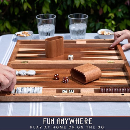 17 Inch Backgammon Sets for Adults. Beautiful Wood Inlaid Backgammon Board Game - Image 6