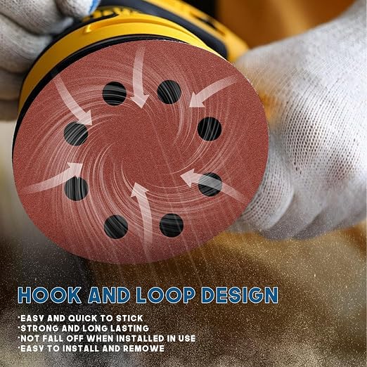 5 Inch 8 Hole Sanding Discs, Round Aluminum Oxide Sand Paper Discs - Image 5