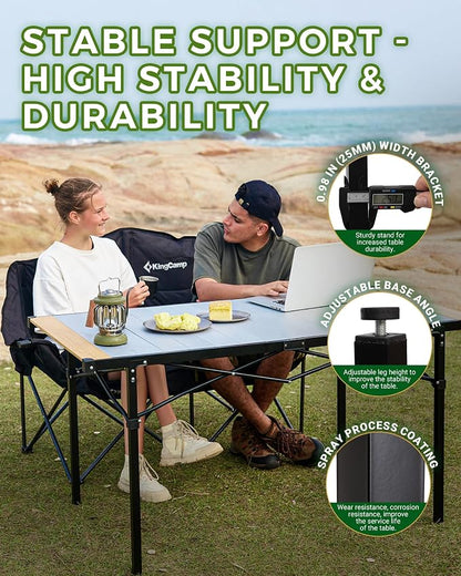 KingCamp Aluminum Folding Lightweight Roll Portable Stable Table - Image 7