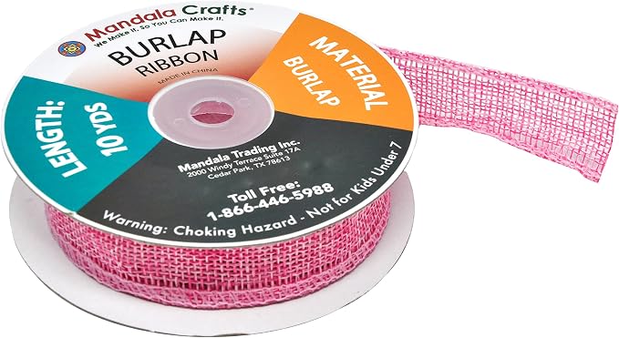 Mandala Crafts Pink Burlap Ribbon 1 Inch Wide Jute Ribbons - Image 4