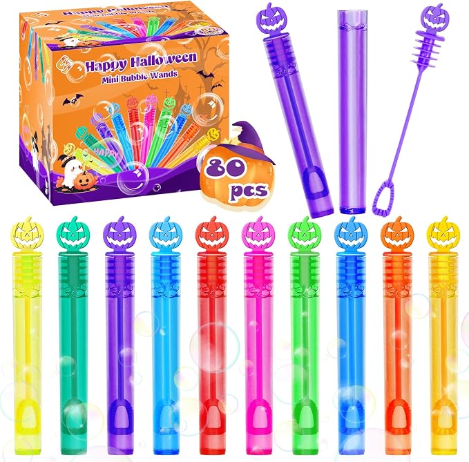 80 Piece Halloween Party Favor Bubbles, Halloween Bubble Wands Bulk by ZIRSENG