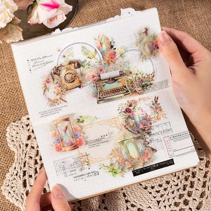 240Pcs PET Scrapbook Stickers Vintage Floral Designs - Image 5