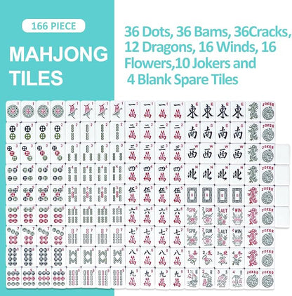 American Mahjong Game Set, 166 Light Green Tiles, 4 All-in-One Rack/Pushers - Image 8