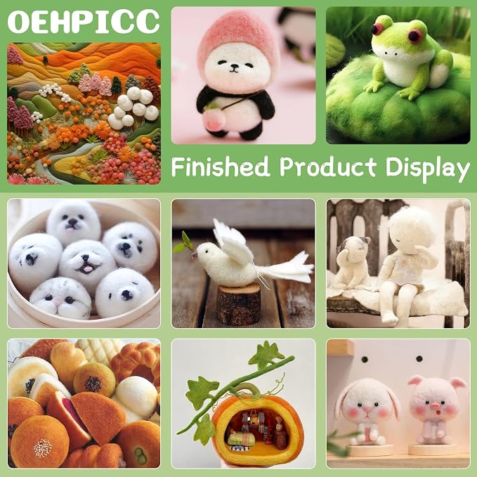 OEHPICC 128 Pcs Needle Felting Tools, 6×6 Inch Wool Felting Pad, Felting Tools - Image 6