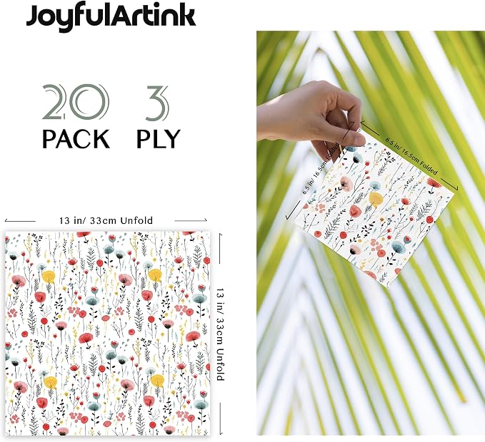 20 pcs Premium Designer Paper Napkins, 3-Ply 6.5x6.5-inches Disposable - Image 3