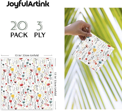 20 pcs Premium Designer Paper Napkins, 3-Ply 6.5x6.5-inches Disposable - Image 3