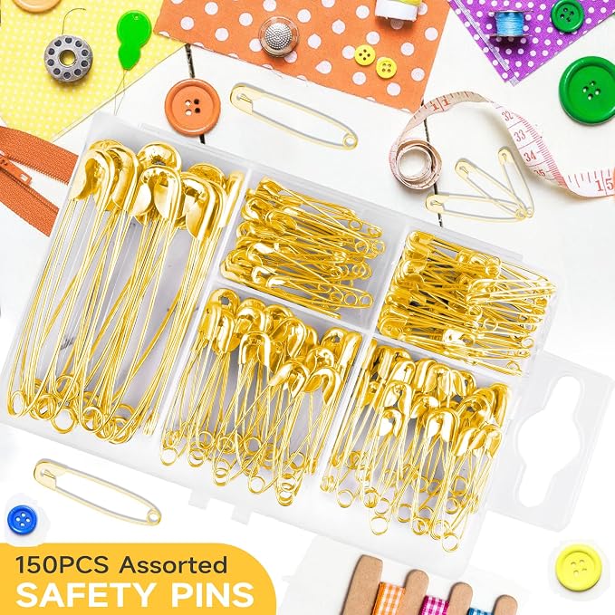 Huhuhero Safety Pins Assorted, Nickel Plated Steel Pin Bulk, Sewing Arts Crafts - Image 5