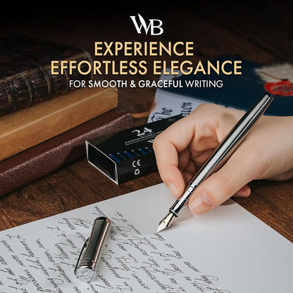 Wordsworth & Black Fountain Pen Set, Medium Nib, Includes 6 Ink Cartridges and - Image 2