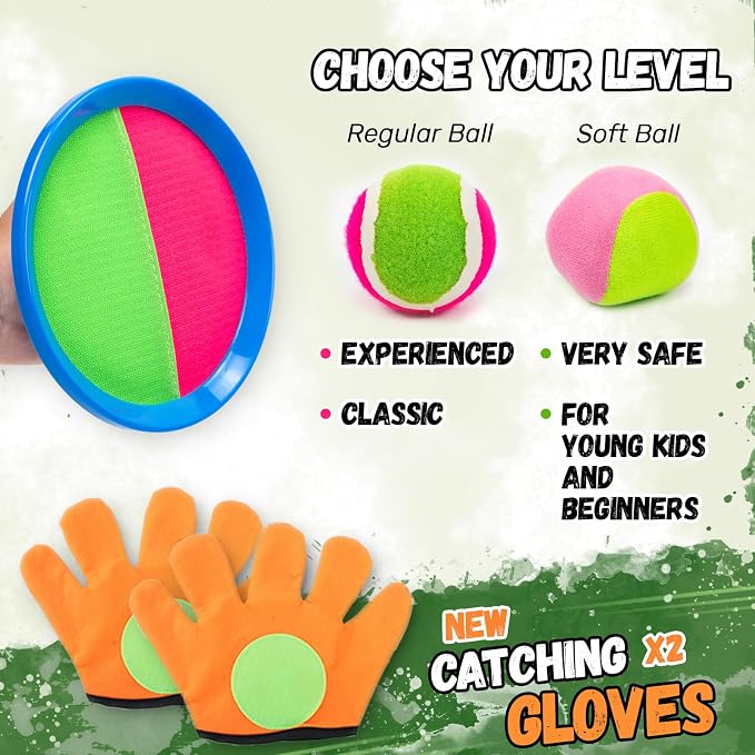 Toss and Catch Ball Set, Outdoor Games, Beach/Backyard/Lawn Games, Paddle Ball - Image 3