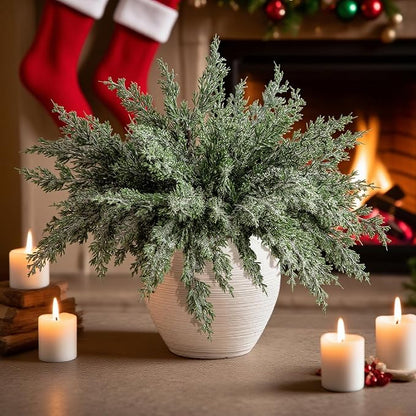 10 Packs 16.5" Artificial Christmas Snow Pine Branches, Snow Flocked Faux - Image 4