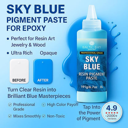 BALTIC DAY Sky Blue Epoxy Resin Pigment Paste XL – Opaque Epoxy Dye & High - Image 3
