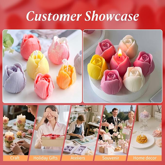 2Pcs Tulip Silicone Candle Flower Wax Mold Silicone - Image 2