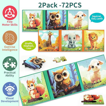 Puzzles for Kids Ages 3-5 2PK-72PCS-6 Animal Themes Magnetic Puzzles for Kids - Image 6