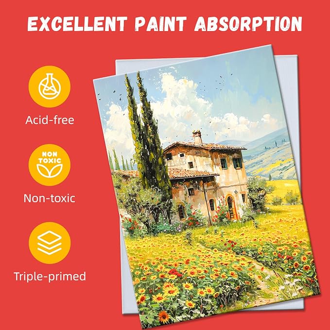 Simetufy 18 x 24 inch 5 Pack Canvas Panels Large Flat Canvas Boards - Image 3
