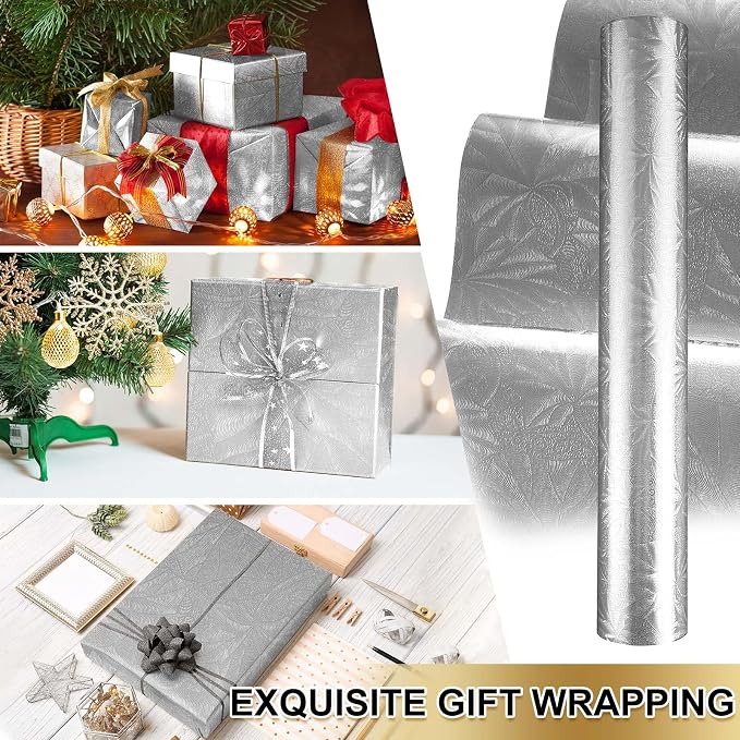 Jecery Embossed Floral Foil Paper Metallic Wrapping Paper Colored Foil Sheets - Image 6
