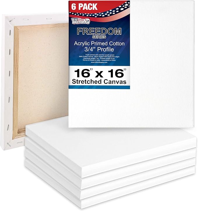 U.S. Art Supply 16 x 16 inch Stretched Canvas by USArtSupply