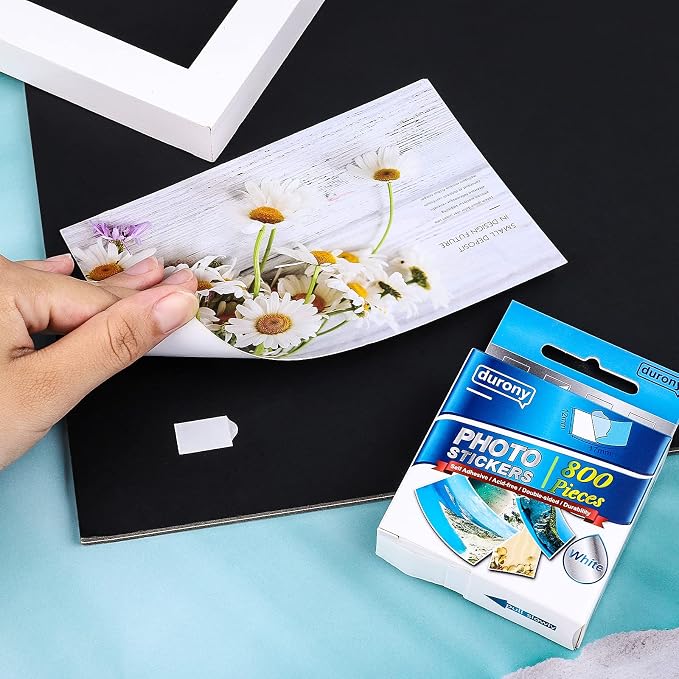 durony 800 Pieces Photo Sticker White Double-Sided Self Adhesive Photo Tapes - Image 4