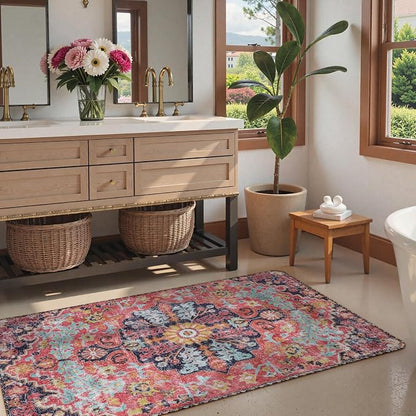 Lahome Bohemian Floral Medallion Area Rug - Image 3