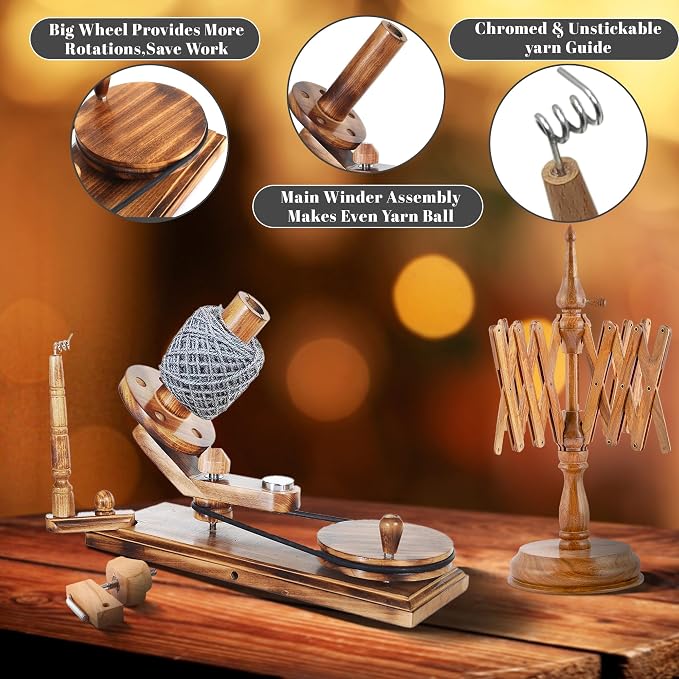 Handcrafted Wooden Yarn Ball Winder and Tabletop Swift - Image 4