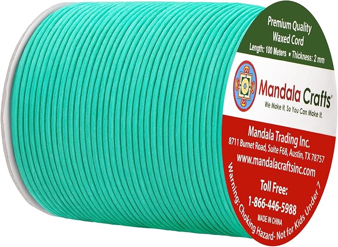 Mandala Crafts 2mm 109 Yards Seafoam Green Cotton Waxed Cord - Image 2