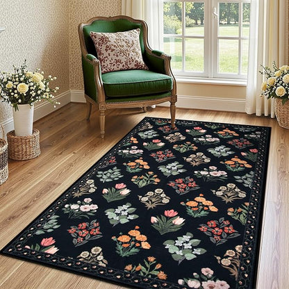Wonnitar Washable 3x5 Area Rug, Floral Print Rugs by Wonnitar