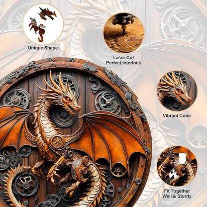 KAAYEE Wooden Puzzles for Adults, 3D Vision Mechanical Dragon Wooden Jigsaw - Image 2