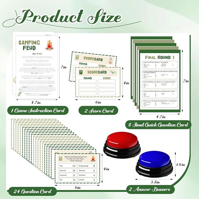 30 Pcs Camping Friendly Feud Game Set Camping Party Game Trivia Quiz - Image 2