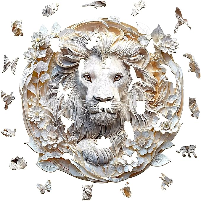 Wooden Puzzles Adults, 3D Paper Lion Wooden Puzzles 200 Pieces, Unique Animal - Image 8