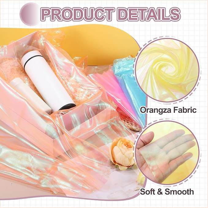 MECCANIXITY Iridescent Sheer Organza Fabric, 2 Yards x 59 Inches Solid Laser - Image 3