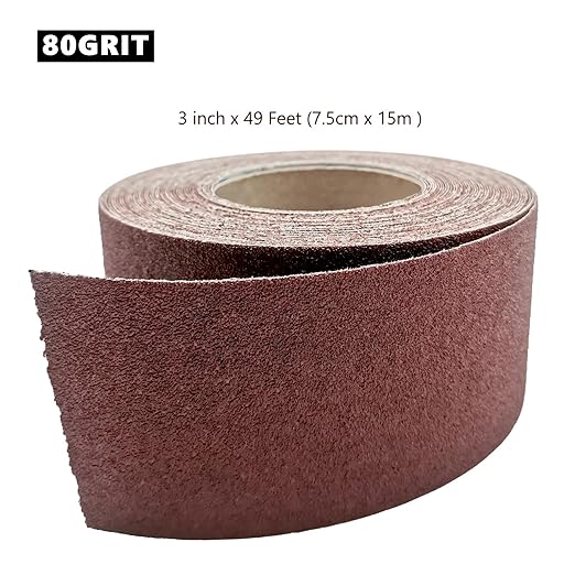 80 Grit Sandpaper Roll, 3 Inch x 49 Feet Emery Cloth Roll Aluminum Oxide - Image 3